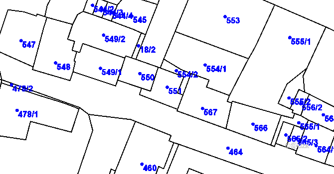 Parcela st. 551 v KÚ Kynšperk nad Ohří, Katastrální mapa