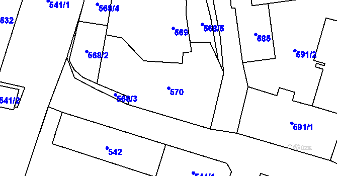Parcela st. 570 v KÚ Kynšperk nad Ohří, Katastrální mapa
