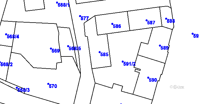 Parcela st. 585 v KÚ Kynšperk nad Ohří, Katastrální mapa