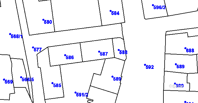 Parcela st. 587 v KÚ Kynšperk nad Ohří, Katastrální mapa
