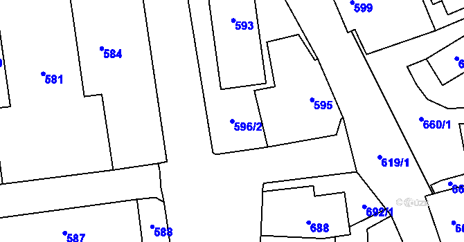 Parcela st. 596/2 v KÚ Kynšperk nad Ohří, Katastrální mapa