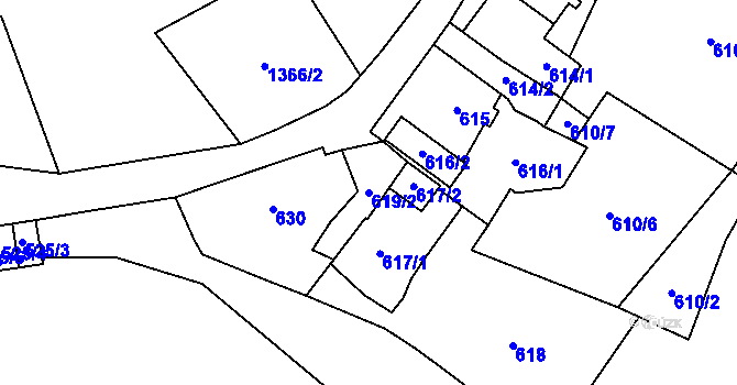 Parcela st. 619/2 v KÚ Kynšperk nad Ohří, Katastrální mapa