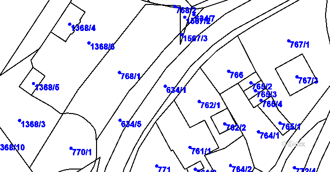 Parcela st. 634/1 v KÚ Kynšperk nad Ohří, Katastrální mapa