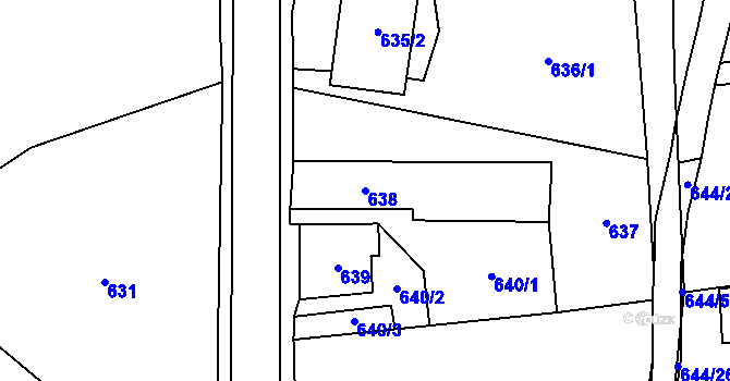 Parcela st. 638 v KÚ Kynšperk nad Ohří, Katastrální mapa