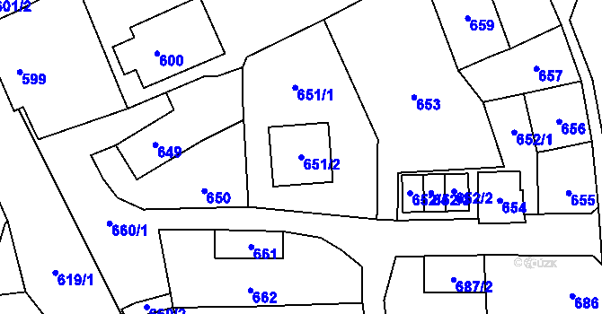 Parcela st. 651/2 v KÚ Kynšperk nad Ohří, Katastrální mapa