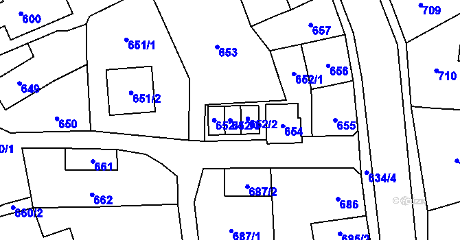 Parcela st. 652/3 v KÚ Kynšperk nad Ohří, Katastrální mapa