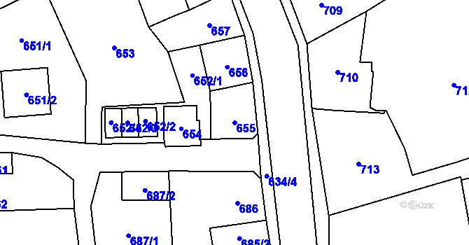 Parcela st. 655 v KÚ Kynšperk nad Ohří, Katastrální mapa