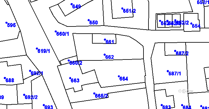 Parcela st. 662 v KÚ Kynšperk nad Ohří, Katastrální mapa