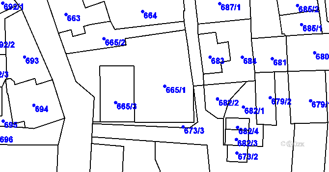 Parcela st. 665/1 v KÚ Kynšperk nad Ohří, Katastrální mapa