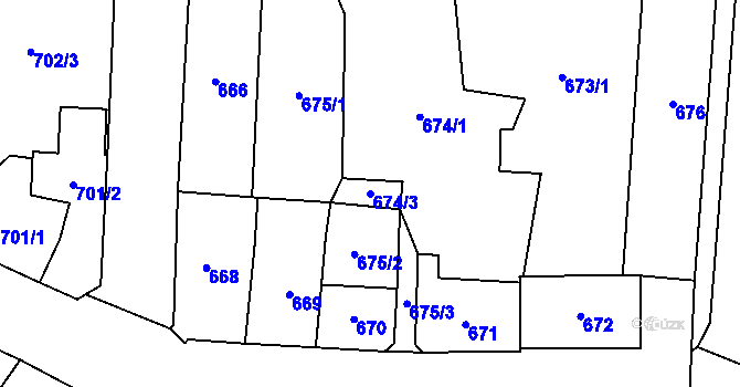 Parcela st. 674/3 v KÚ Kynšperk nad Ohří, Katastrální mapa