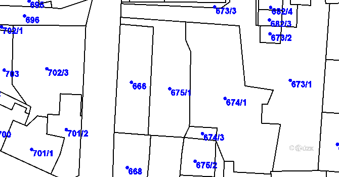 Parcela st. 675/1 v KÚ Kynšperk nad Ohří, Katastrální mapa
