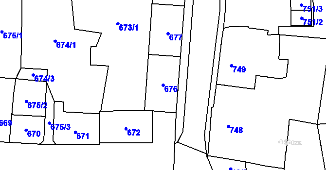 Parcela st. 676 v KÚ Kynšperk nad Ohří, Katastrální mapa