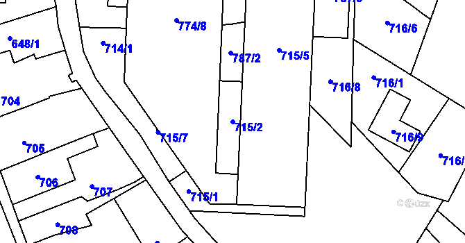 Parcela st. 715/2 v KÚ Kynšperk nad Ohří, Katastrální mapa