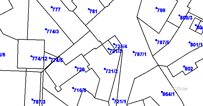 Parcela st. 721/2 v KÚ Kynšperk nad Ohří, Katastrální mapa