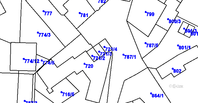 Parcela st. 721/3 v KÚ Kynšperk nad Ohří, Katastrální mapa