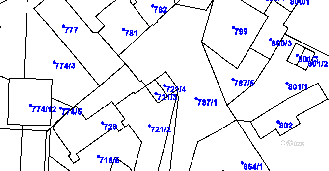 Parcela st. 721/4 v KÚ Kynšperk nad Ohří, Katastrální mapa