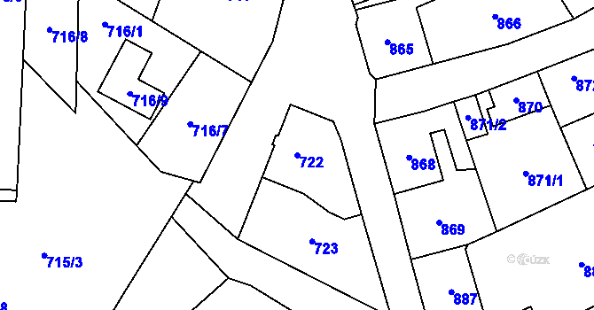 Parcela st. 722 v KÚ Kynšperk nad Ohří, Katastrální mapa