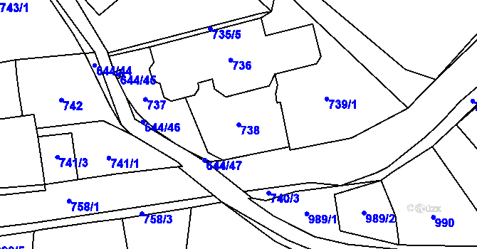 Parcela st. 738 v KÚ Kynšperk nad Ohří, Katastrální mapa
