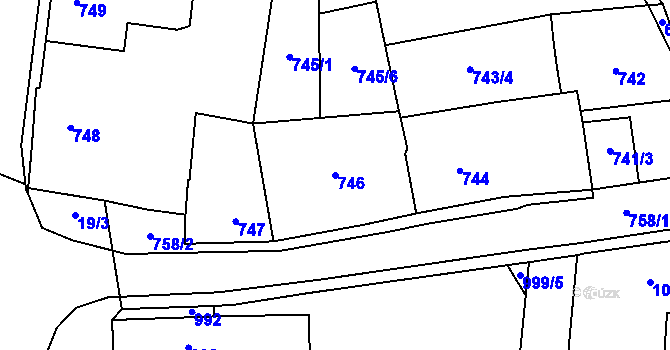 Parcela st. 746 v KÚ Kynšperk nad Ohří, Katastrální mapa