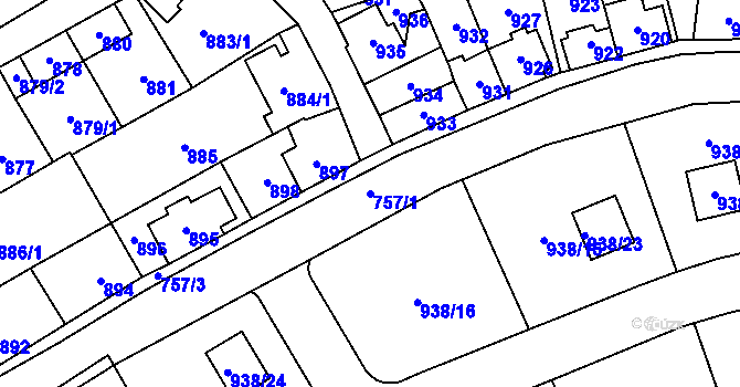 Parcela st. 757/1 v KÚ Kynšperk nad Ohří, Katastrální mapa