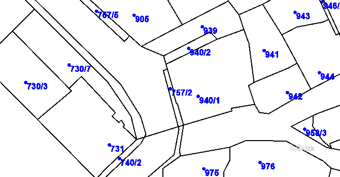 Parcela st. 757/2 v KÚ Kynšperk nad Ohří, Katastrální mapa