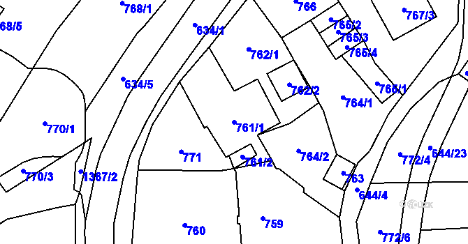 Parcela st. 761/1 v KÚ Kynšperk nad Ohří, Katastrální mapa