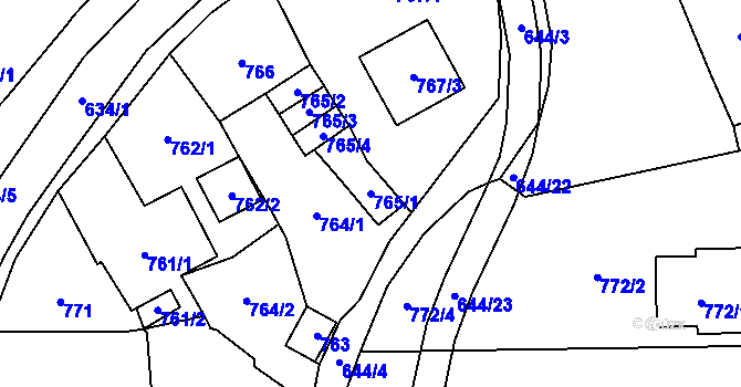 Parcela st. 765/1 v KÚ Kynšperk nad Ohří, Katastrální mapa