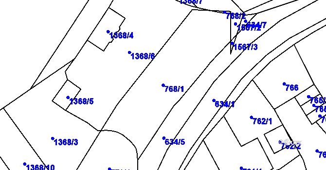 Parcela st. 768/1 v KÚ Kynšperk nad Ohří, Katastrální mapa