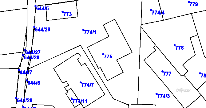 Parcela st. 775 v KÚ Kynšperk nad Ohří, Katastrální mapa