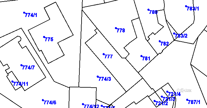 Parcela st. 777 v KÚ Kynšperk nad Ohří, Katastrální mapa