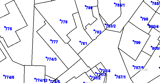Parcela st. 781 v KÚ Kynšperk nad Ohří, Katastrální mapa