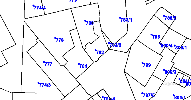 Parcela st. 782 v KÚ Kynšperk nad Ohří, Katastrální mapa