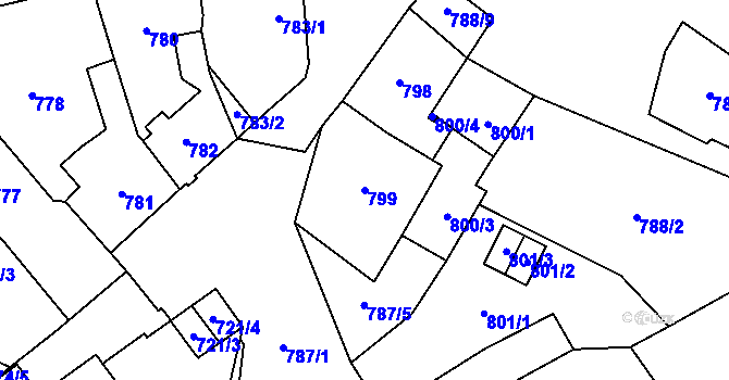 Parcela st. 799 v KÚ Kynšperk nad Ohří, Katastrální mapa