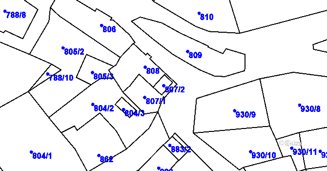 Parcela st. 807/2 v KÚ Kynšperk nad Ohří, Katastrální mapa