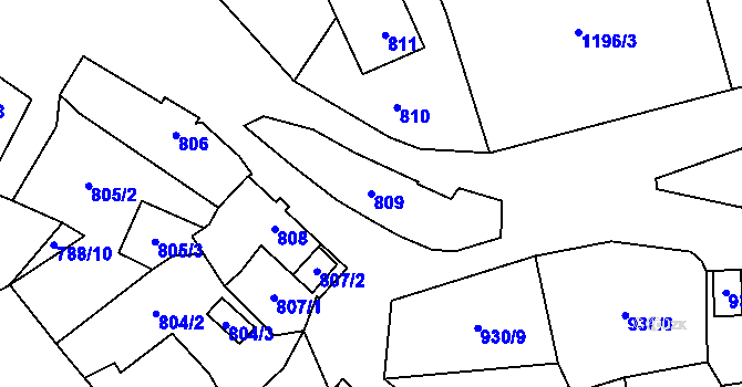 Parcela st. 809 v KÚ Kynšperk nad Ohří, Katastrální mapa