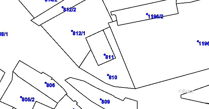Parcela st. 811 v KÚ Kynšperk nad Ohří, Katastrální mapa