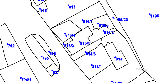 Parcela st. 815/1 v KÚ Kynšperk nad Ohří, Katastrální mapa