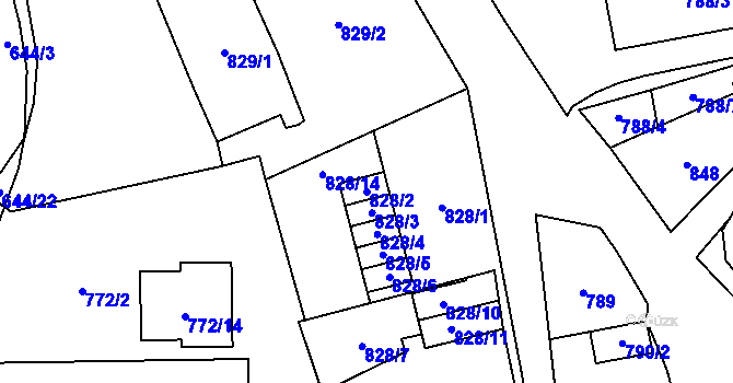 Parcela st. 828/2 v KÚ Kynšperk nad Ohří, Katastrální mapa