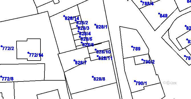 Parcela st. 828/10 v KÚ Kynšperk nad Ohří, Katastrální mapa