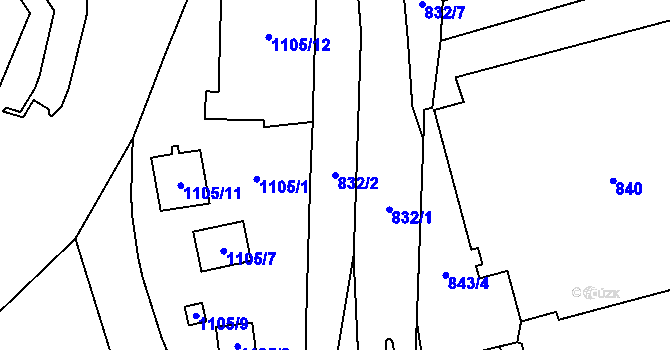 Parcela st. 832/2 v KÚ Kynšperk nad Ohří, Katastrální mapa