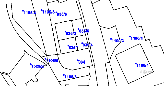 Parcela st. 835/4 v KÚ Kynšperk nad Ohří, Katastrální mapa