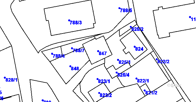 Parcela st. 847 v KÚ Kynšperk nad Ohří, Katastrální mapa