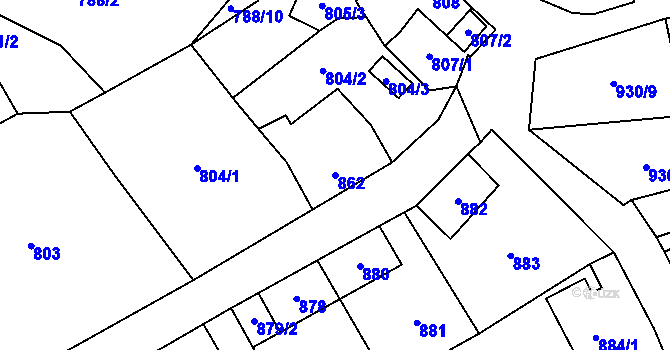 Parcela st. 862 v KÚ Kynšperk nad Ohří, Katastrální mapa