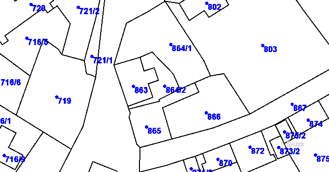 Parcela st. 864/2 v KÚ Kynšperk nad Ohří, Katastrální mapa