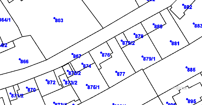 Parcela st. 876 v KÚ Kynšperk nad Ohří, Katastrální mapa