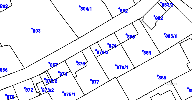 Parcela st. 879/2 v KÚ Kynšperk nad Ohří, Katastrální mapa