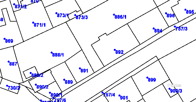 Parcela st. 893/3 v KÚ Kynšperk nad Ohří, Katastrální mapa