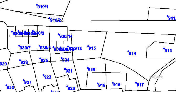 Parcela st. 915 v KÚ Kynšperk nad Ohří, Katastrální mapa