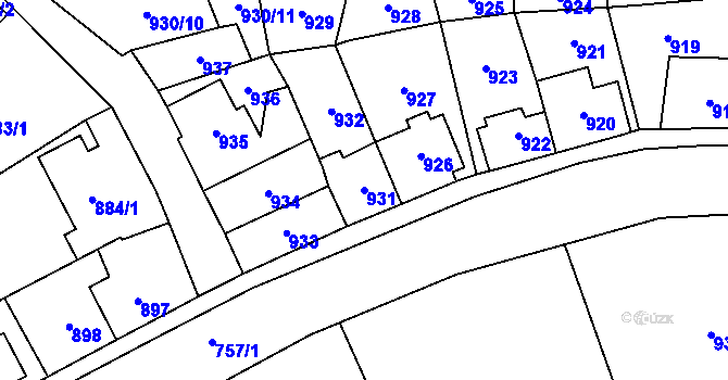 Parcela st. 931 v KÚ Kynšperk nad Ohří, Katastrální mapa