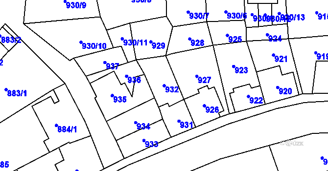 Parcela st. 932 v KÚ Kynšperk nad Ohří, Katastrální mapa